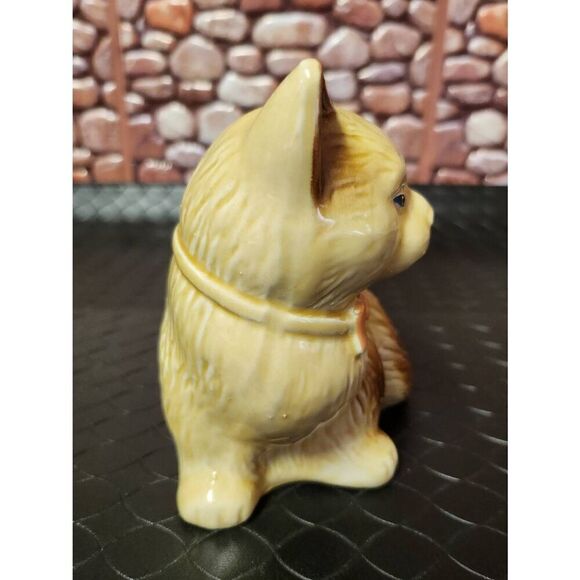 Brazil Pottery Blue Eyed Cat Decor Pink Bow Tie Fancy Cat - Picture 5 of 8